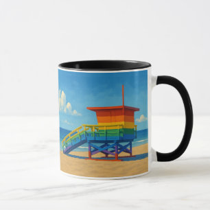 Venice Beach Rainbow Lifeguard Stand Mug