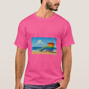 Venice Beach Rainbow Lifeguard Stand T-Shirt