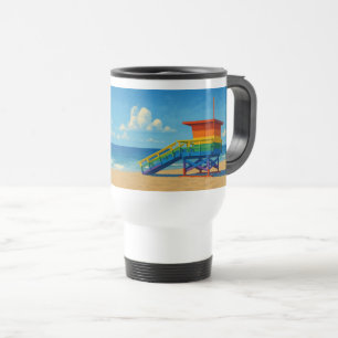 Venice Beach Rainbow Lifeguard Stand Travel Mug