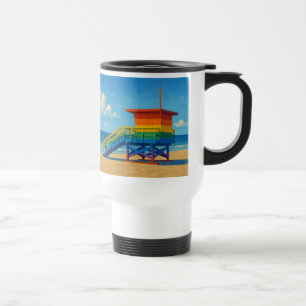 Venice Beach Rainbow Lifeguard Stand Travel Mug