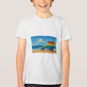 Venice Beach Rainbow Lifeguard Stand Tri-Blend Shirt