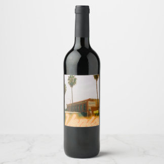 Venice Beach Retro Print Wine Label