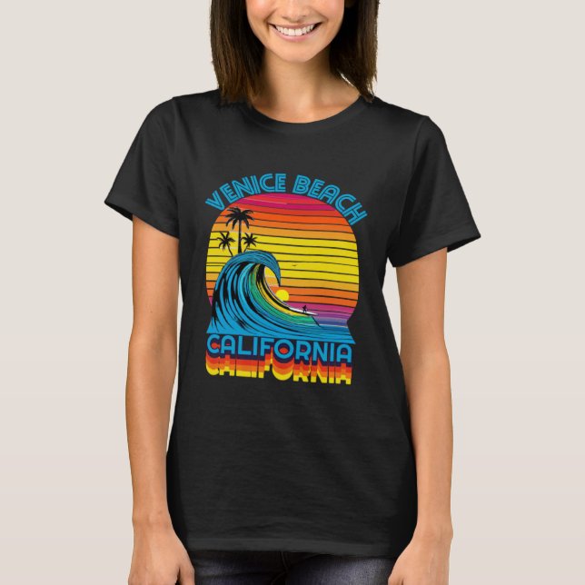 Venice Beach Retro Throwback Surf & Beach Souvenir T-Shirt (Front)