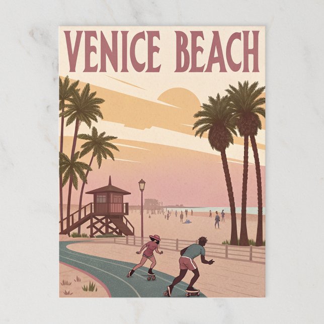 Venice Beach Skaters in Retro Postcard (Creator Uploaded)