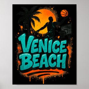 Venice Beach Streetball 90s Style Graffiti Basball Poster