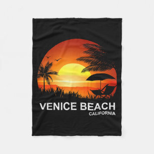 Venice Beach Summer Shirt Vintage Palm Tree Fleece Blanket