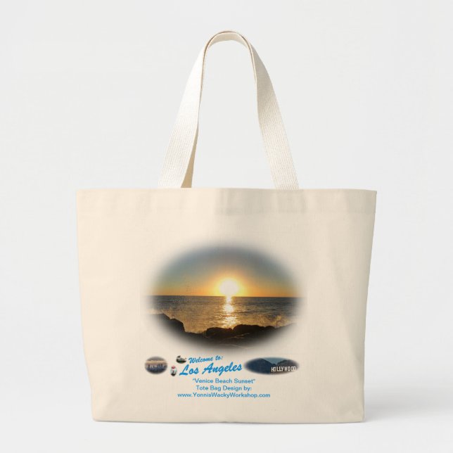 Venice Beach Sunset 2 Large Tote Bag (Front)