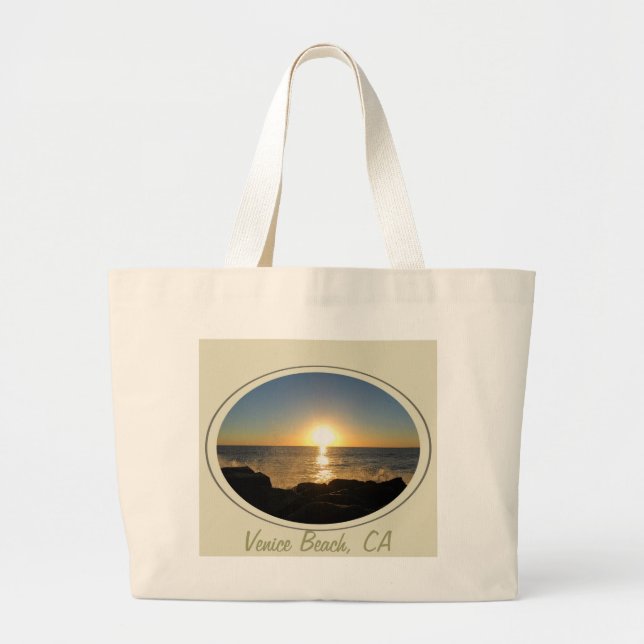 Venice Beach Sunset Large Tote Bag (Front)