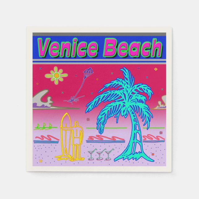 "Venice Beach" Surfer Napkins (Front)