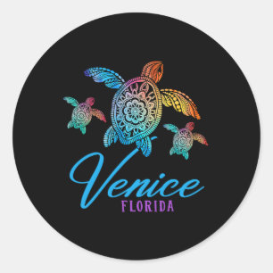 Venice Beach Tie Dye Sea Turtle Florida Family Vac Classic Round Sticker