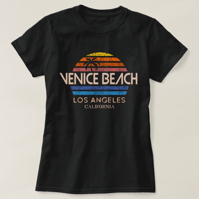Venice Beach vintage sun sunset distressed T-Shirt (Design Front)