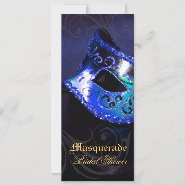 Venice Blue Masquerade Bridal Shower Invitation (Front)
