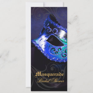Venice Blue Masquerade Bridal Shower Invitation