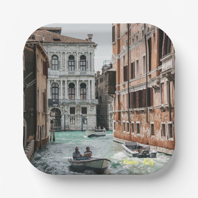 Venice Boat Canal  Paper Plate (Front)