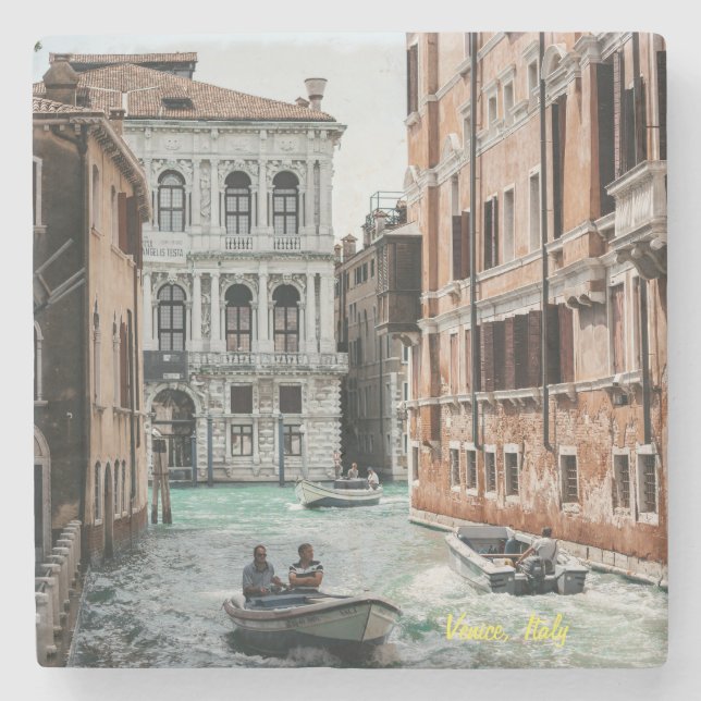 Venice Boat Canal  Stone Coaster (Front)