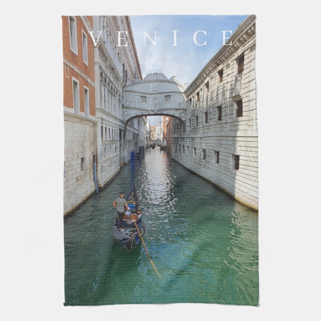 Venice Bridge of Sighs view tea towel (Vertical)