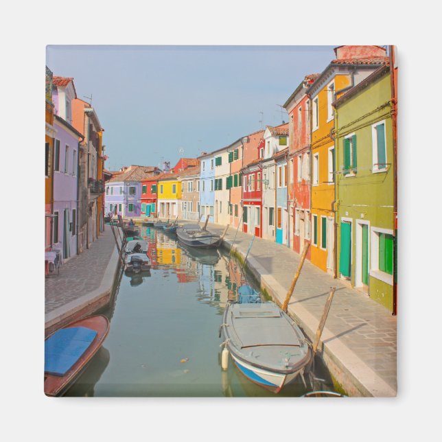 Venice, Burano island canal, small coloured houses Magnet (Front)
