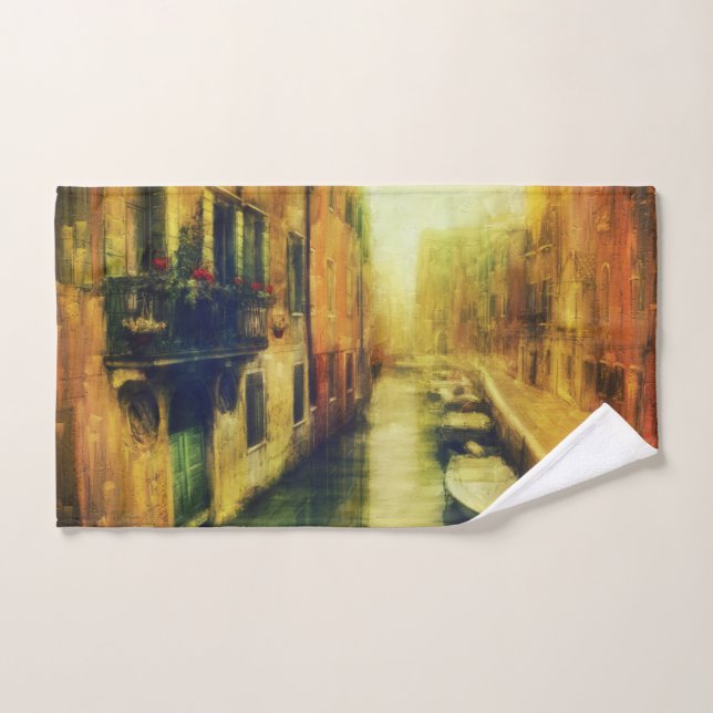 Venice Canal Balcony Painting Bath Towel Set (Hand Towel)