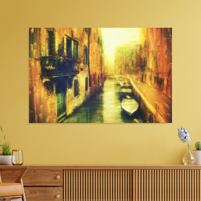 Venice Canal Balcony Painting Canvas Print (Insitu(LivingRoom))