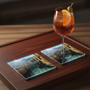 Venice Canal Gondola Italian Architecture Photo Glass Coaster
