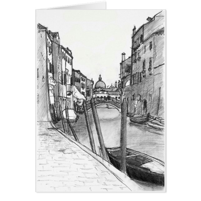 Venice canal illustration card (Front)