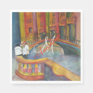 VENICE CANAL MONOGRAM PARTY NAPKIN