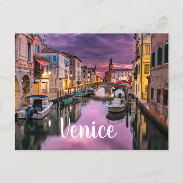 Venice Canal Under Purple Skies Postcard (Front)