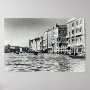 Venice Canal Waterway Italy Gondola Black & White Poster