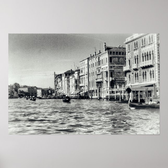 Venice Canal Waterway Italy Gondola Black & White Poster (Front)