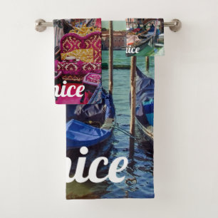 Venice canals and gondolas bath towel set