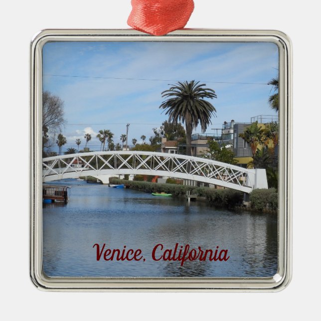 Venice Canals, California Metal Tree Decoration (Front)