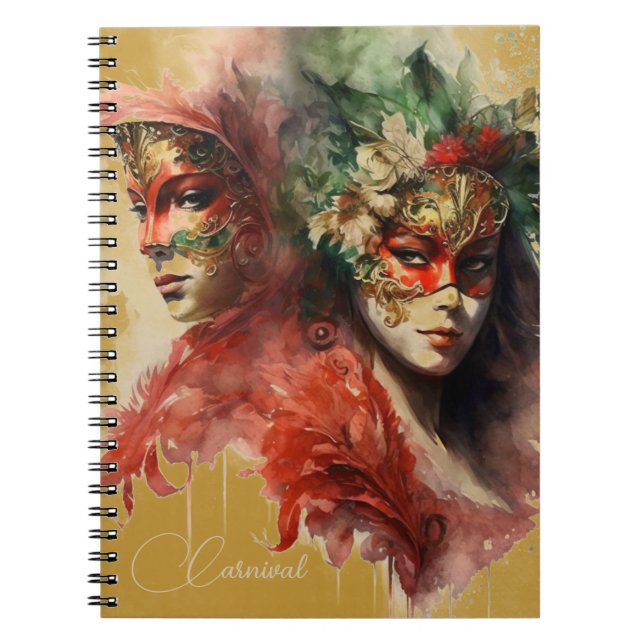 Venice Carnival Florals and Feathers Notebook (Front)