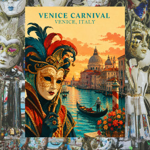 Venice Carnival Italy Vintage Venetian Mask Postcard