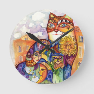 Venice cat round clock