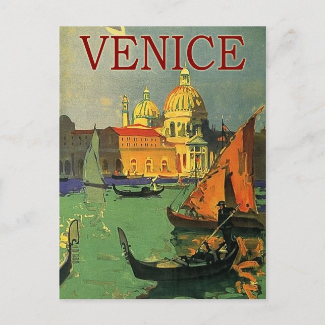 Venice city, Italy, gondola, sailing boat, vintage Postcard (Front)