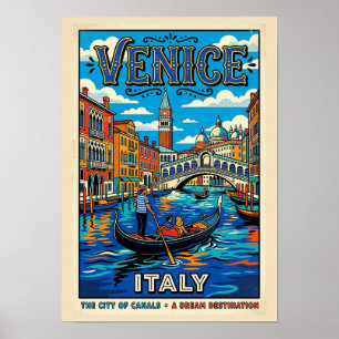 Venice City Of Canals Vintage Style Travel Poster