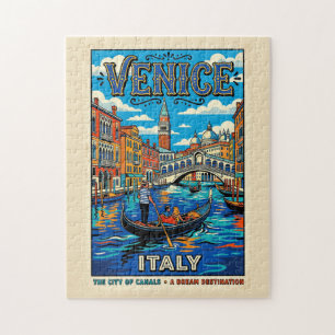 Venice City Of Canals Vintage Style Travel Poster Jigsaw Puzzle