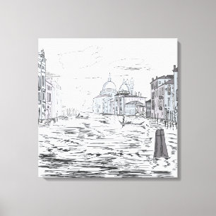Venice City on the Water Ships Buildings Canvas Print