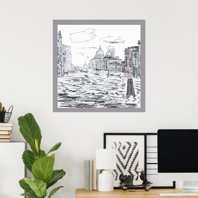 Venice City on the Water Ships Buildings Poster (Home Office)