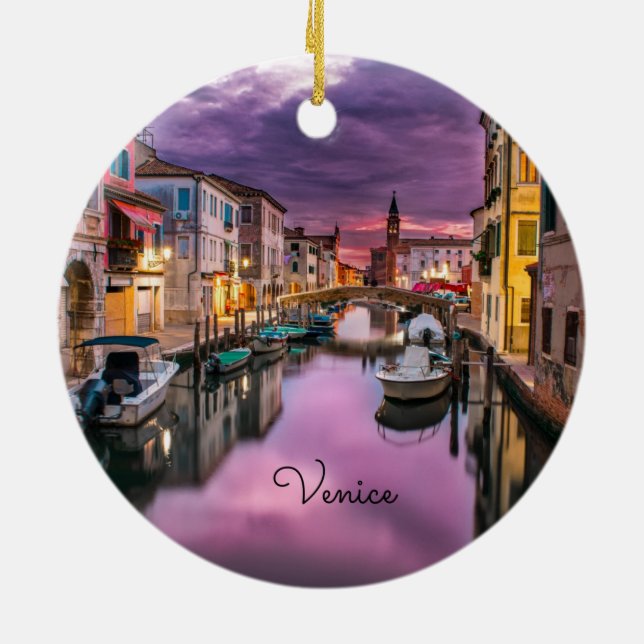 Venice, colourful scenic photograph,  ceramic tree decoration (Back)