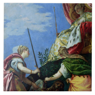 Venice enthroned between Justice and Peace Tile