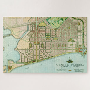 Venice Florida 20x30 Vintage Map Jigsaw Puzzle