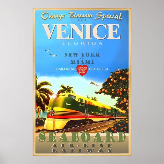 Venice Florida Orange Blossom Special Train Art Poster (Front)