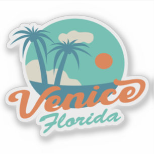 Venice Florida Retro Style Palm Trees and Beach