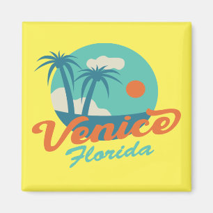 Venice Florida Retro Style Palm Trees and Beach Magnet