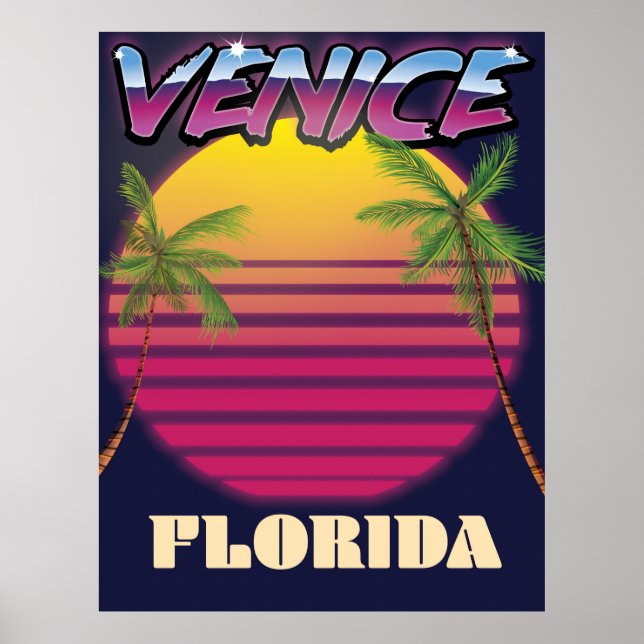 Venice Florida retro vacation poster (Front)