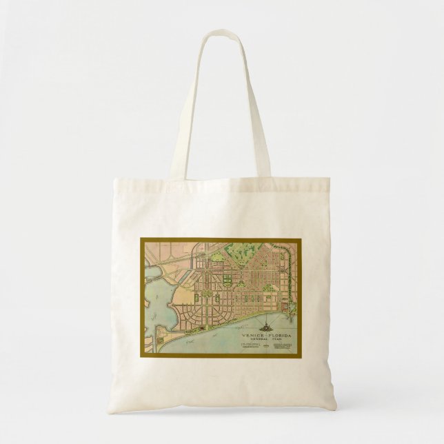 Venice Florida Vintage Map Tote Bag (Front)