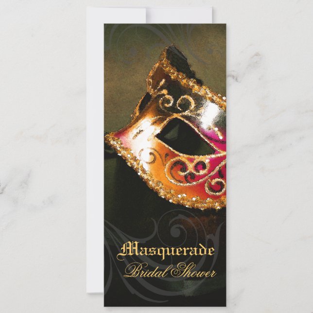 Venice Gold Masquerade Bridal Shower Invitation (Front)