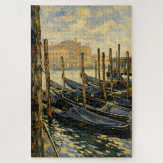 Venice Gondola Gold Van Gogh Style Art Puzzle