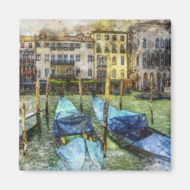 Venice Gondola Painting Scene Magnet (Front)